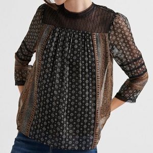 Lucky brand - Lurex Border Print Top - Size S